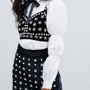 ASOS | River island embellished pearl crop top